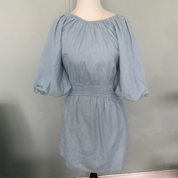Love The Label Anthropologie Blue Denim Chambray nightgown cutout dress - Picture 6 of 14